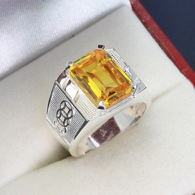 Nhẫn bạc nam kim tiền đính đá vàng tài lộc NNA0179 Trang Sức TNJ