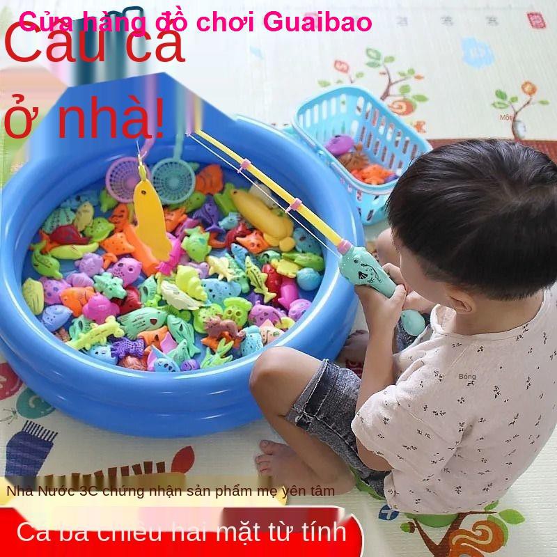 Bộ đồ chơi câu cá trẻ em, ô vuông gia đình trong nước, cần từ tính, trò tương tác giữa cha mẹ và con cái