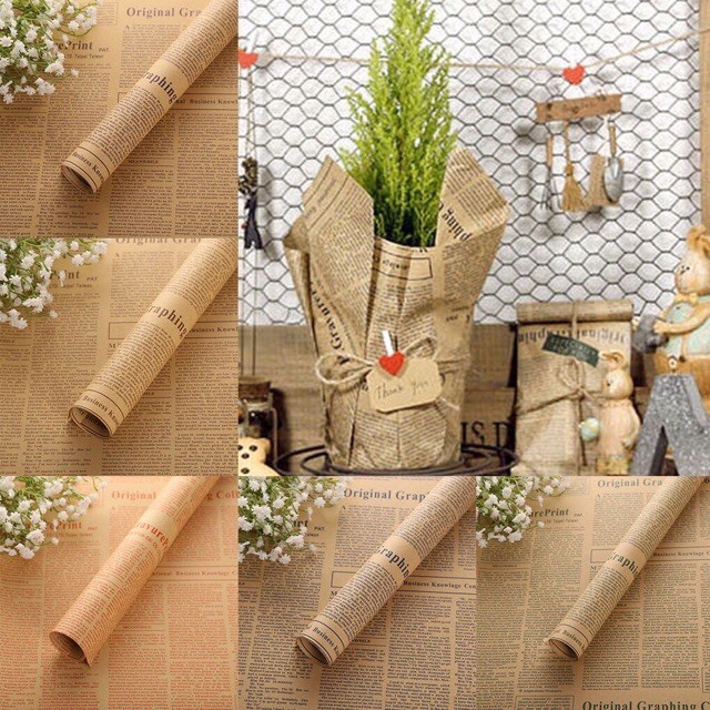 Cuộn giấy báo VINATGE gói hoa/ gói quà/ bọc vở & làm đồ handmade hàng đẹp