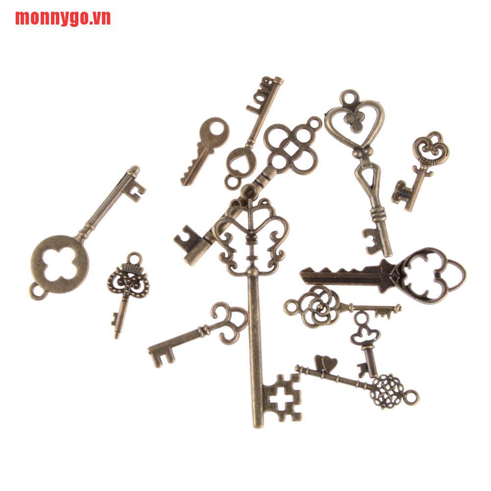 [monnygo]13pcs Mix Jewelry Antique Vintage Old Look Skeleton Keys Tone Char