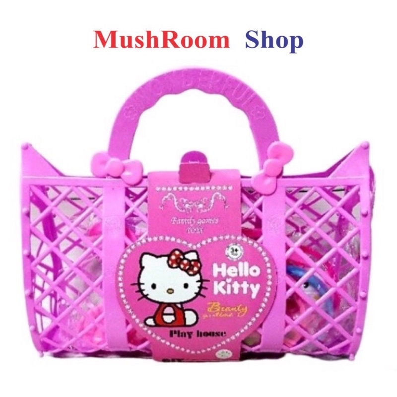 Túi Xách Đồ Chơi Hello Kitty Trang Điểm Làm Đẹp & Cắt Hoa Quả Dễ Thương Cho Bé Gái