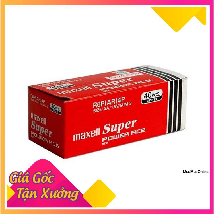 🍀 Giá sỉ 🍀  Hộp Pin Tiểu AA 1.5V Maxell Super  40 Viên (Đỏ)