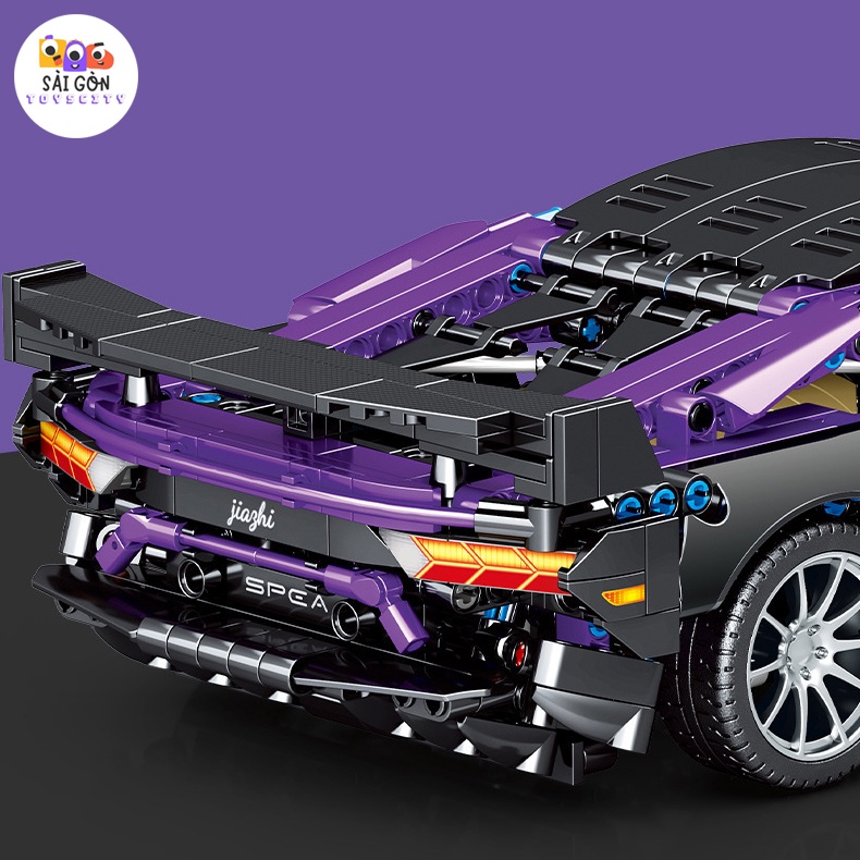 Đồ Chơi Lắp Ráp Kiểu LEGO Siêu Xe Điều Khiển Từ Xa Lamborghini Aventador SVJ White Hologram SEMBO 701945 Với 1337 PCS