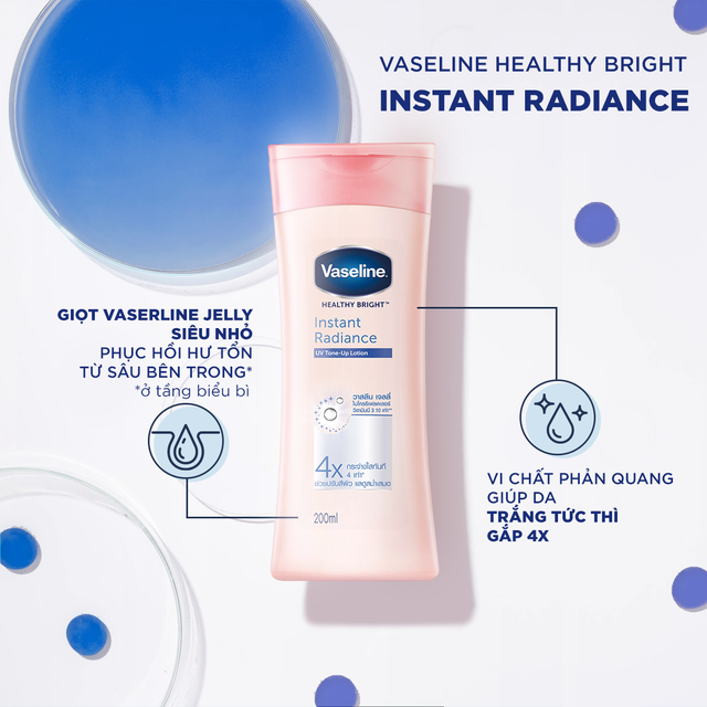 Sữa dưỡng thể Vaseline dưỡng da sáng khỏe mịn màng 200ml