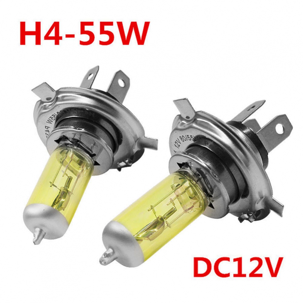 Set 2 Bóng Đèn Pha Xenon H4 55W 5000K Ánh Sáng Vàng Chống Thấm Nước Dành Cho Ô Tô