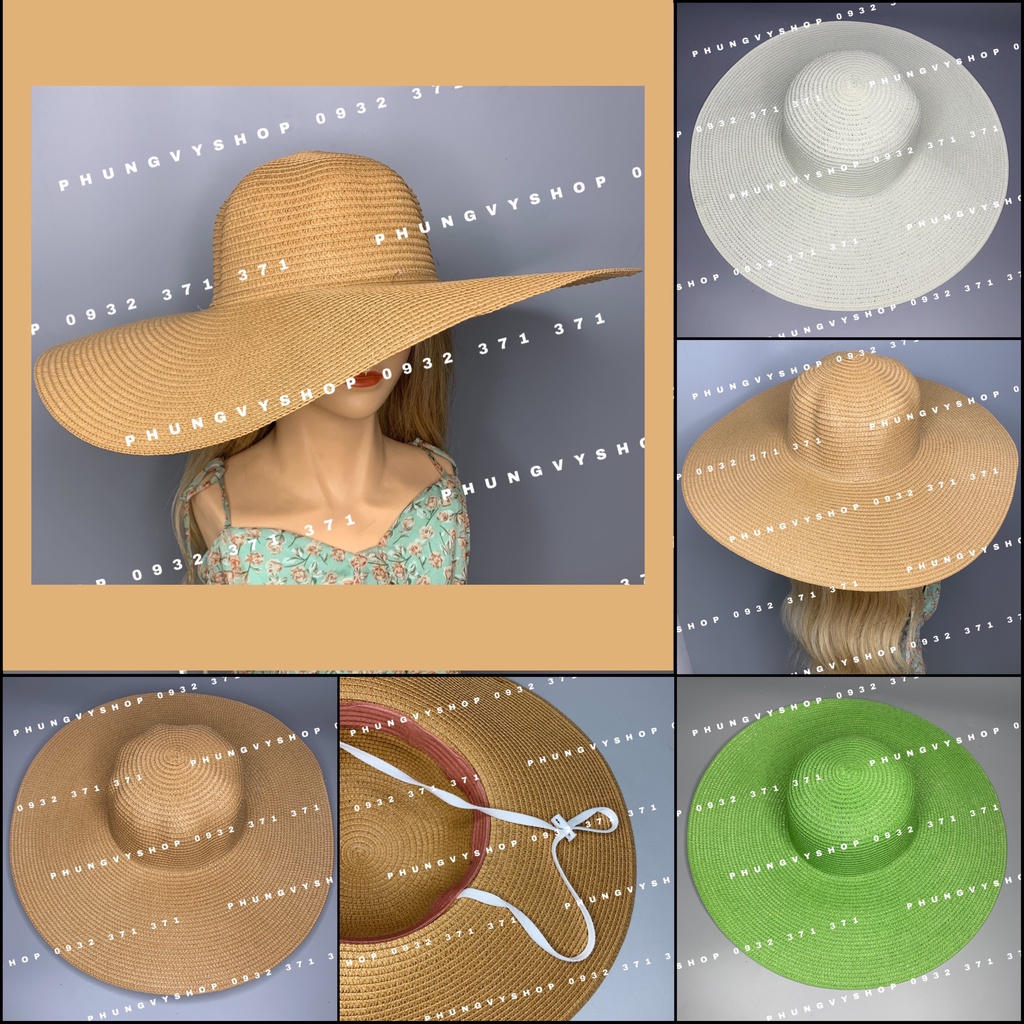 Mũ cói cực hot đi biển che nắng mùa xuân hè phungvyshop- Nón VÀNH TO TRƠN TRON