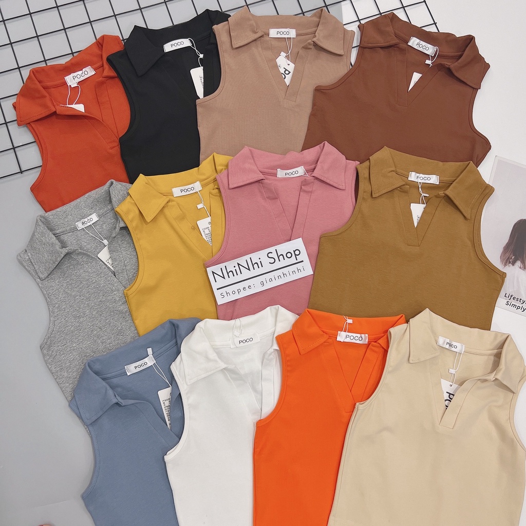 Áo phông, Áo thun croptop cổ đức sát nách PC934 - NhiNhi Shop