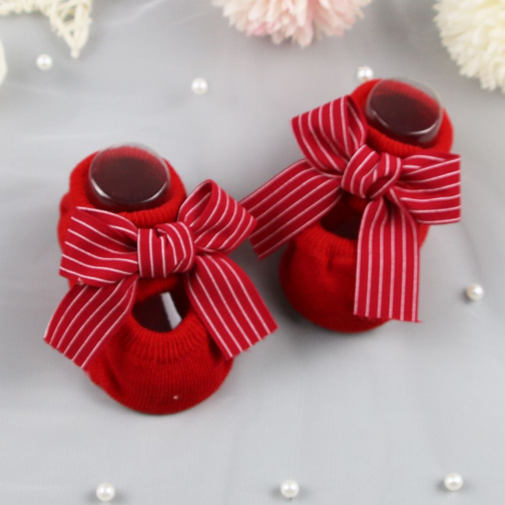 Vớ cotton mềm chống trượt đính nơ xinh xắn cho bé gái