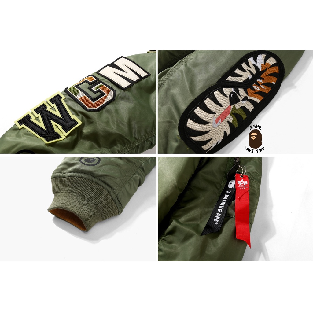 Áo khoác Bape 2 mặt mua 1 được 2 áo luôn, Bomber Jacket Bape, Oder 15 ngày hàng về Bape VN..