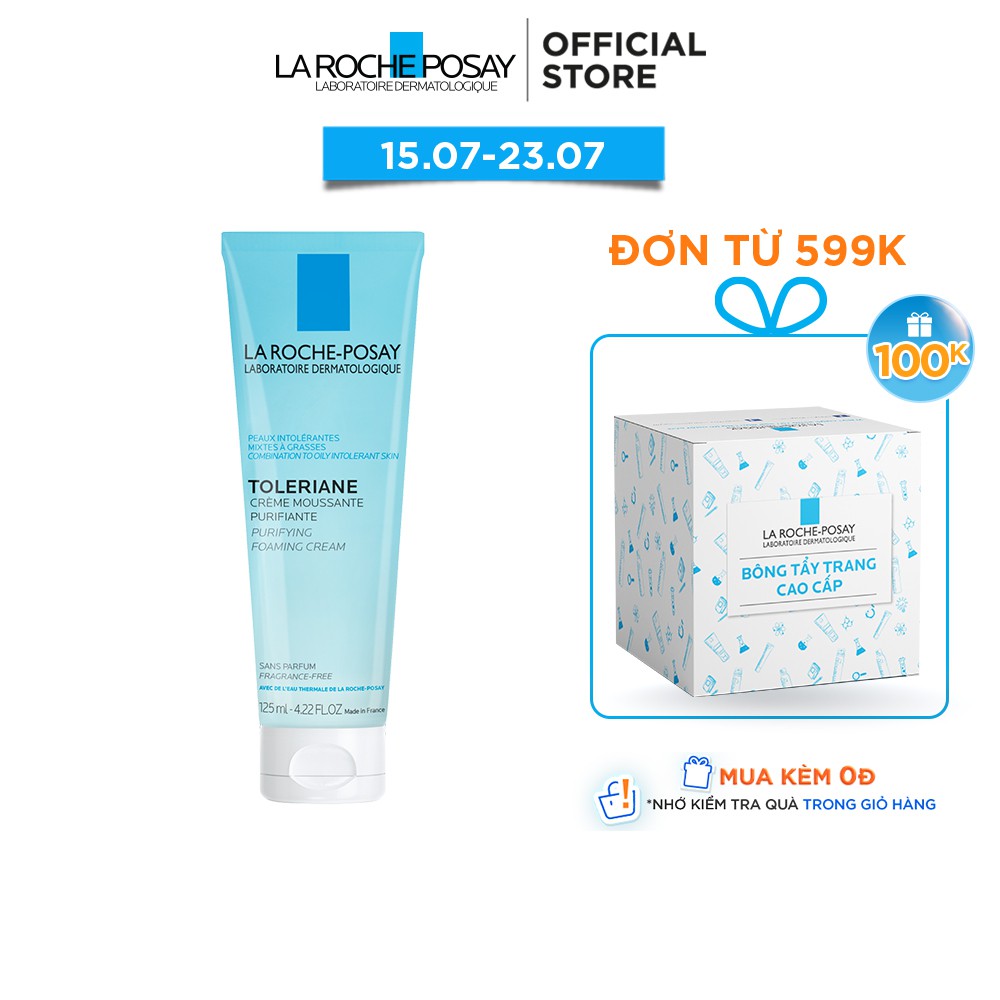 Sữa rửa mặt tạo bọt dành cho da hỗn hợp và da dầu quá nhạy cảm La Roche-Posay Toleriane Foaming Cream 125ml