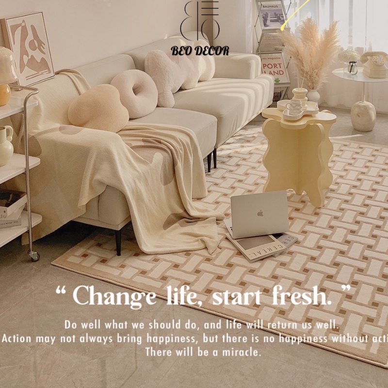 Bàn gỗ đầu giường đa năng BEO DECOR, bàn trà hình cánh hoa nhiều màu trang trí phòng ngủ, home stay phong cách Vintage