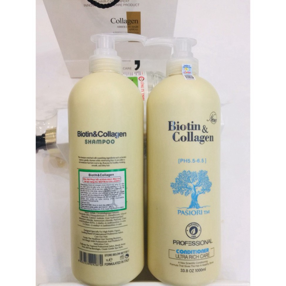 Dầu Gội Cặp Collagen Trắng, Cặp Dầu Gội Biotin Dưỡng Tóc Suôn Mượt ,Phục Hồi Tóc Khô Xơ, Lưu Hương Thơm Lâu Cả Ngày-SALE