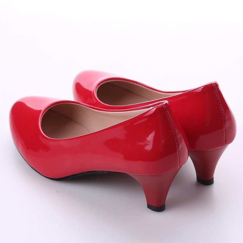 Giày Cao Gót Da Bóng Mũi Tròn Thời Trang Cho Nữ