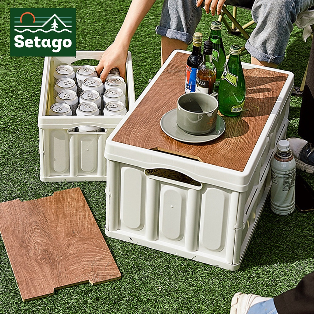 THÙNG GẤP GỌN dã ngoại, cắm trại NẮP GỖ #5 TRONG #1-vừa trang trí vừa là phụ kiện du lịch không thể thiếu