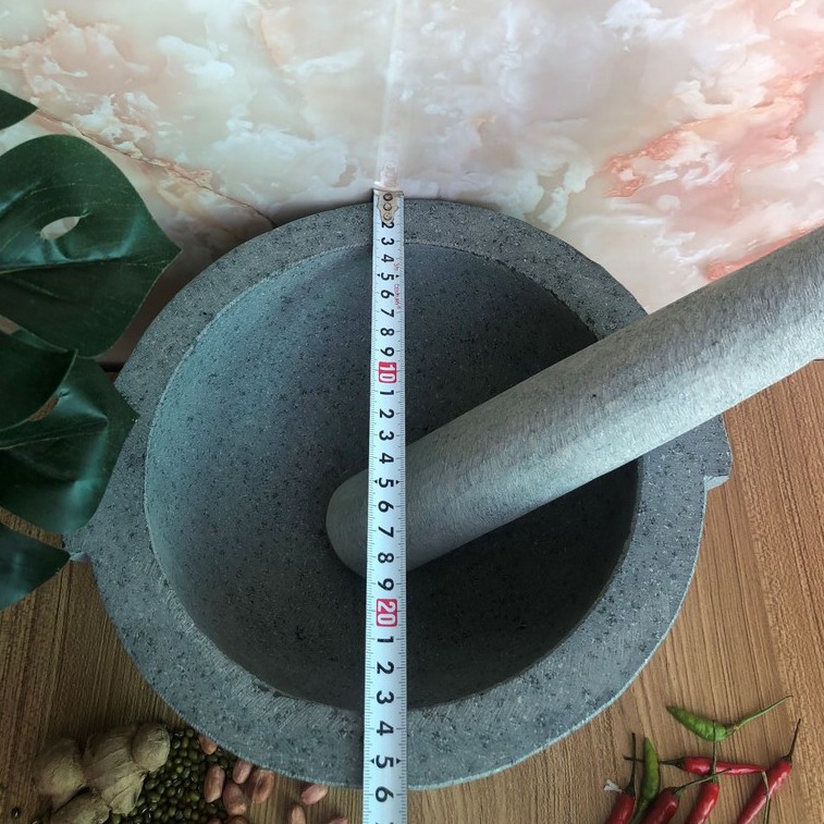 Cối đá +  chày Đá Xanh  Nguyên khối Đường Kính 26cm