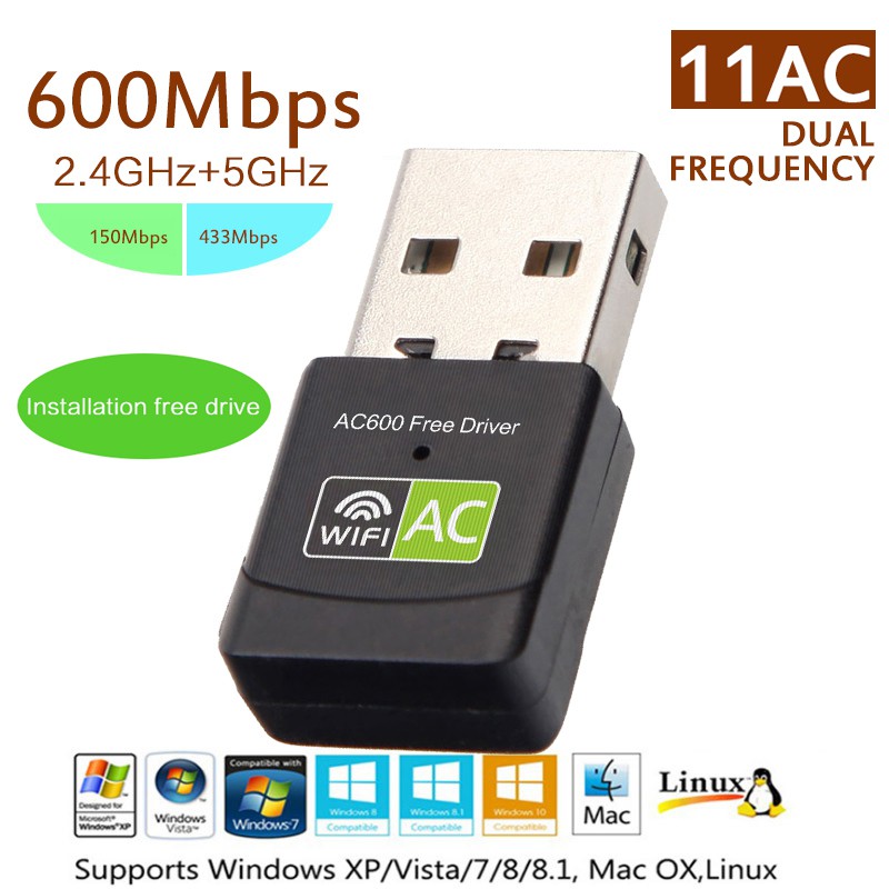 Usb Wifi 600mbps Kèm Ăng Ten 5ghz Usb