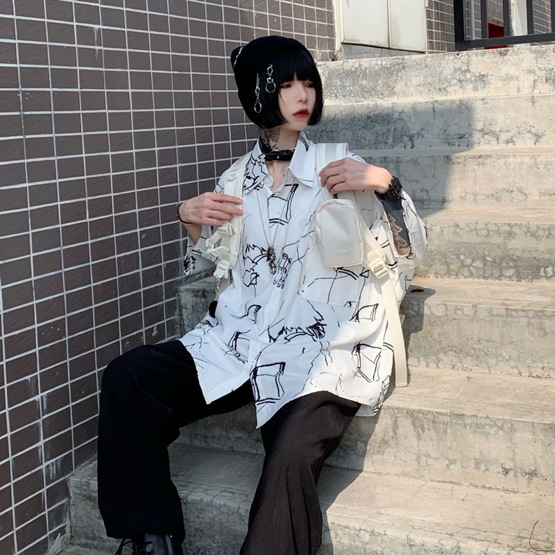 Áo Sơ Mi Tay Ngắn In Họa Tiết Vẽ Tay Độc Đáo Phong Cách Unisex 153386 | BigBuy360 - bigbuy360.vn