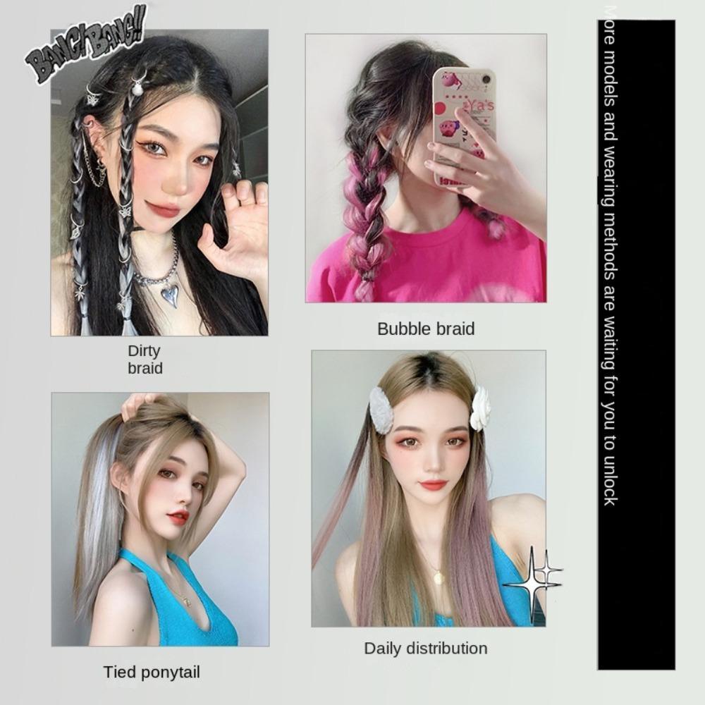 Tóc Giả Có Kẹp Bên Hông Màu Sắc Gradient Cá Tính Cho Nữ