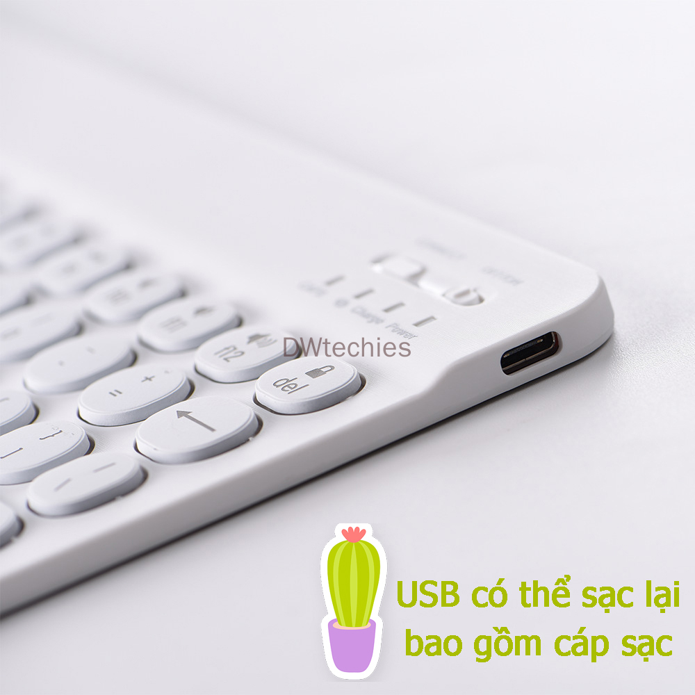 Bàn phím Bluetooth mini có đèn nền 7 màu Các nút tròn Bàn phím iPad, Bàn phím điện thoại di động máy tính bảng