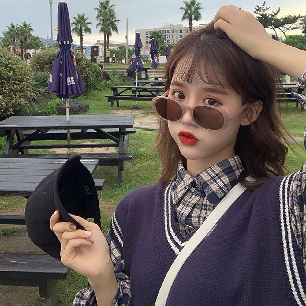 Kính Mát Gọng Oval Chống Bức Xạ / Tia UV / Bức Xạ Phong Cách Hàn Quốc Thời Trang Cho Nữ