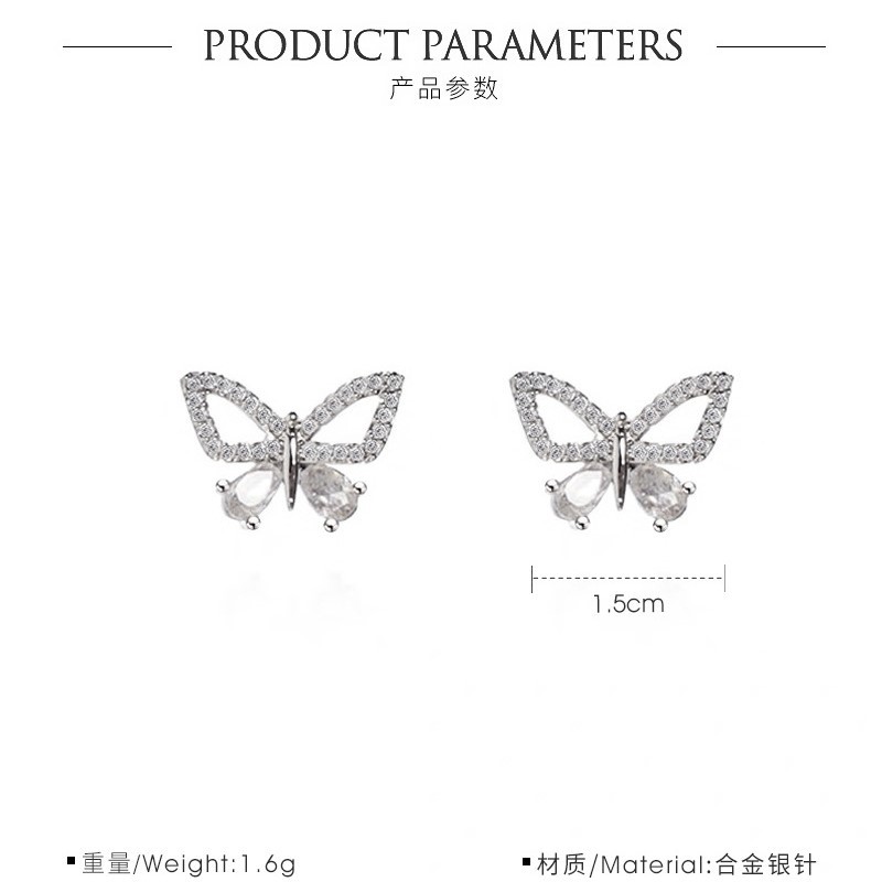 Fashionable 925 Sterling Silver-plated Butterfly Earrings