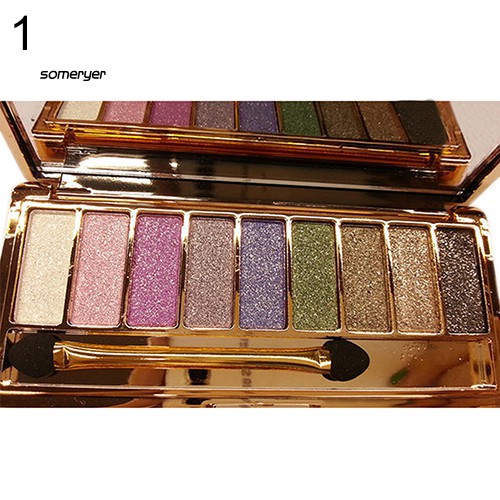 Bảng phấn mắt 9 màu nhũ kim tuyến có cọ trang điểm