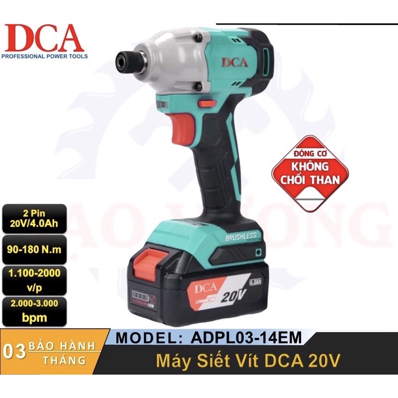 (Chính Hãng) -Máy siết vít pin 20V (Ko Chổi Than) DCA ADPL03-14EM (2Pin+Hộp nhựa)