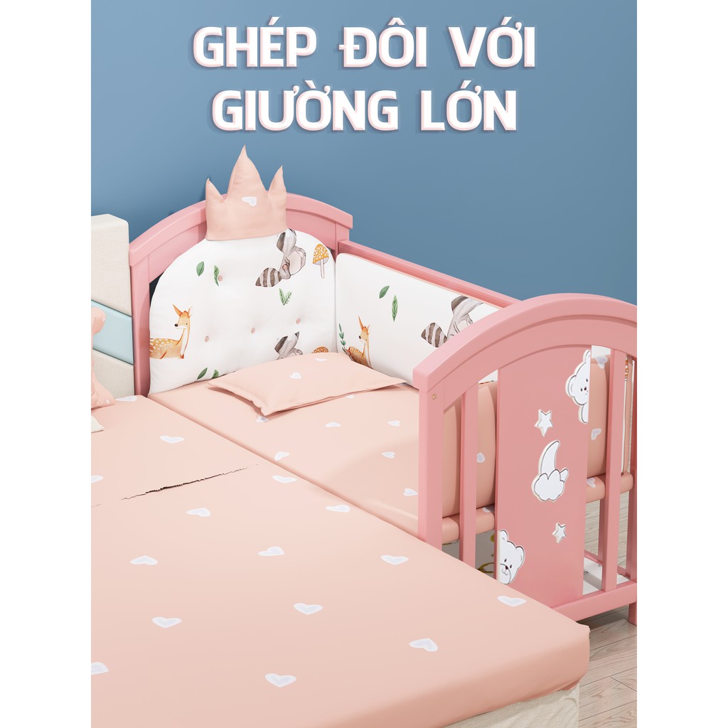 Nôi cũi cho bé sơ sinh Chilux Peace Pink - Đa năng 6 chế độ - Sản xuất tại Việt Nam, chất lượng quốc tế