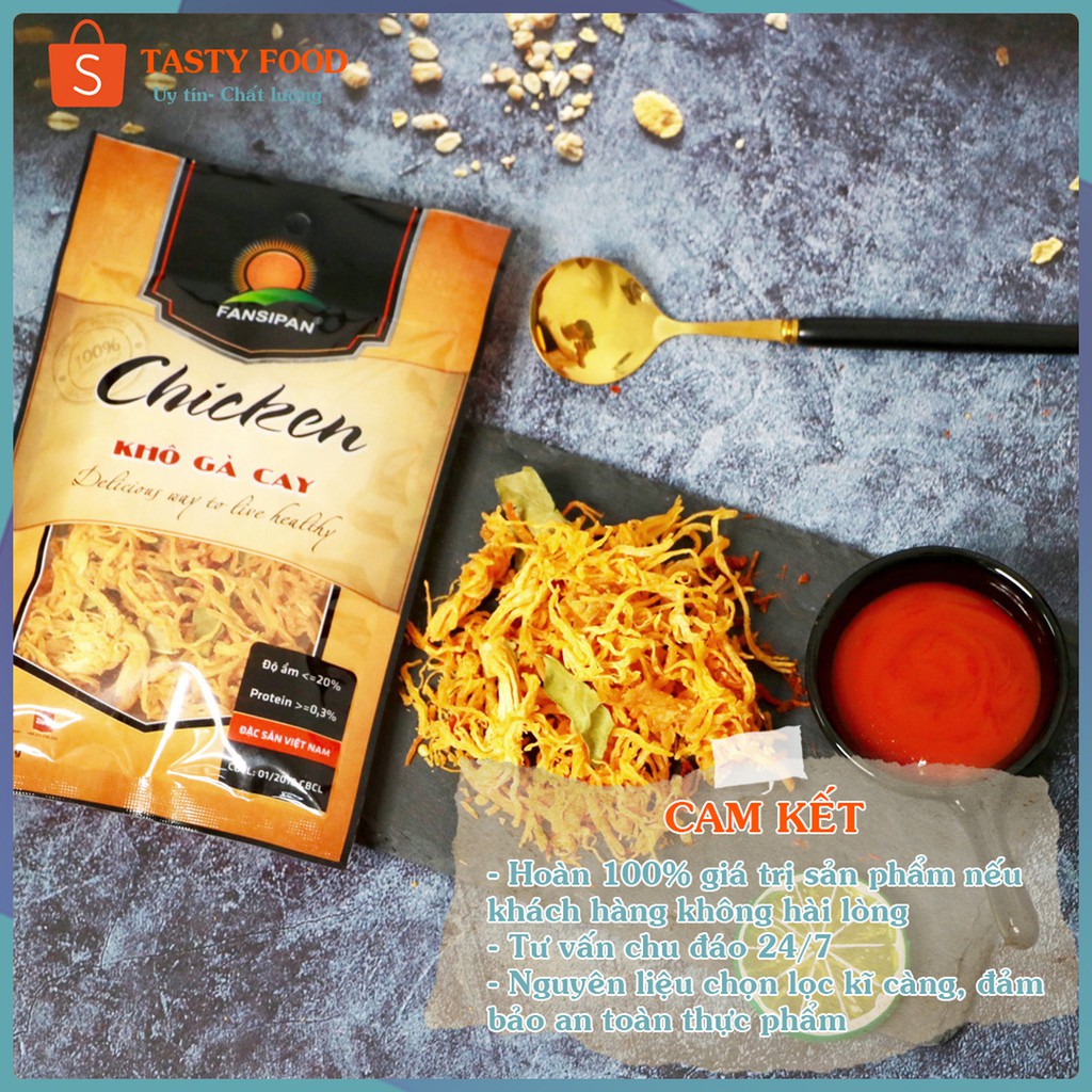 KHÔ GÀ LÁ CHANH Fanxipan gói 50g cay ngon, gà xé lá chanh loại 1 cao cấp, khô gà xé cay tỏi ớt Tasty Food | BigBuy360 - bigbuy360.vn