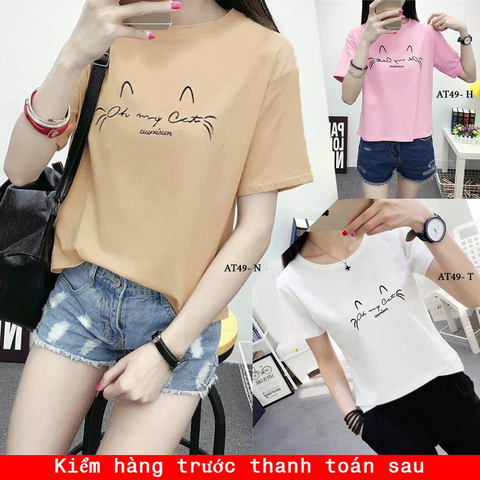 Áo thun nữ mèo oh my cat cute AT49 | BigBuy360 - bigbuy360.vn