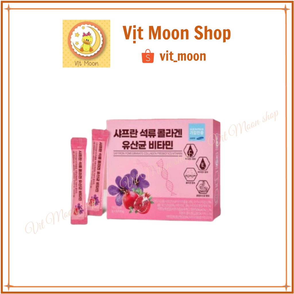 Collagen Uống Lựu Đỏ Nhụy Hoa Nghệ Tây Saffron Bio Cell Hàn Quốc 2021 (Hộp 30 gói)