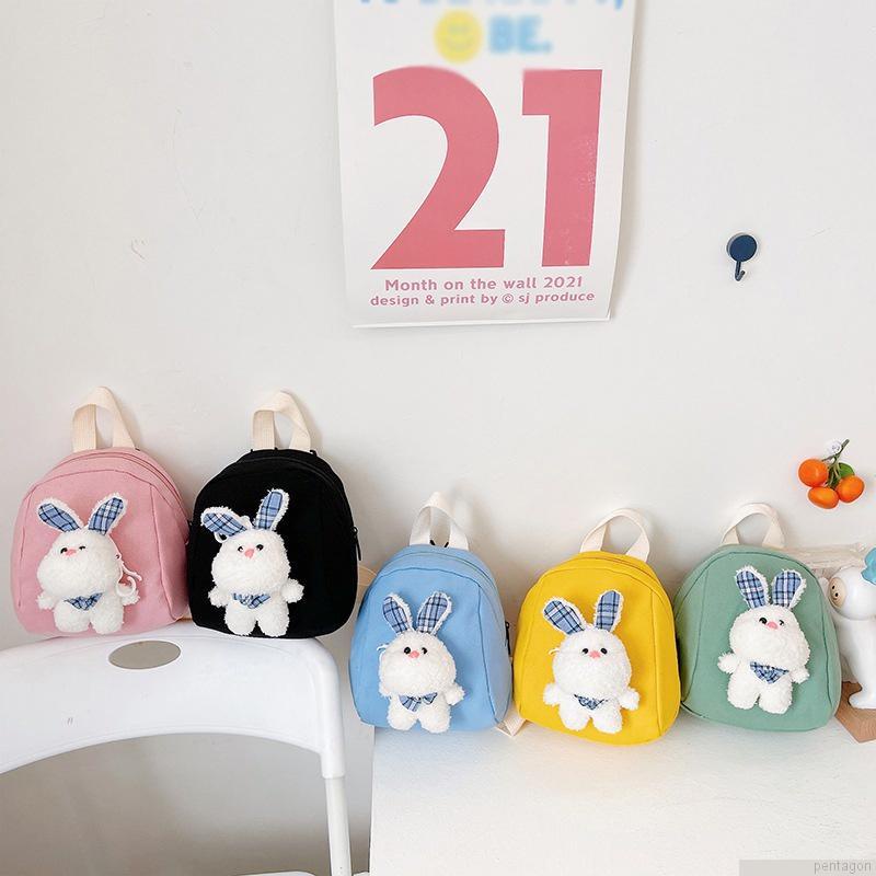 Túi đi học hình thỏ hoạt hình bằng canvas + polyester dành cho trẻ em