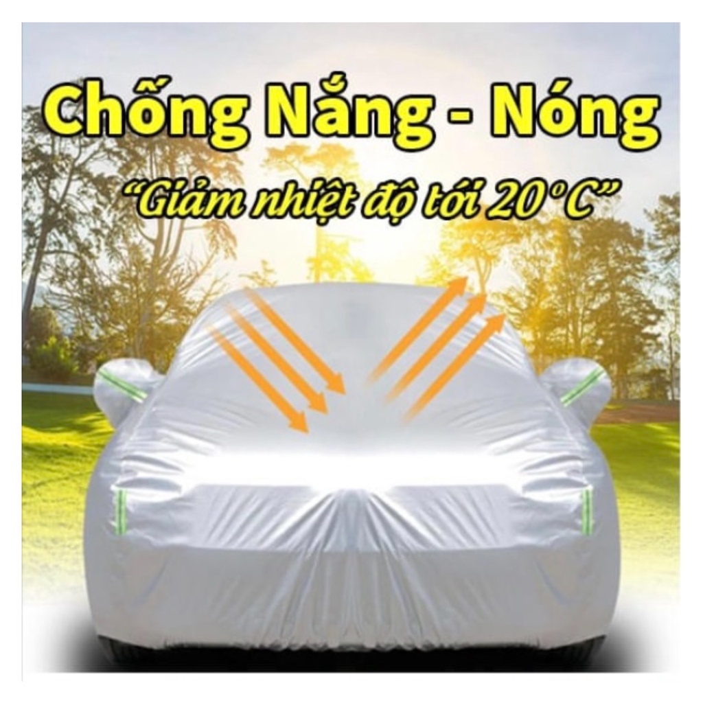 Bạt phủ trùm ô tô vải dù Oxford cao cấp Carcare tráng nhôm cách nhiệt chống nắng mưa bụi cho xe 4, 5, 7 chỗ, xe bán tải