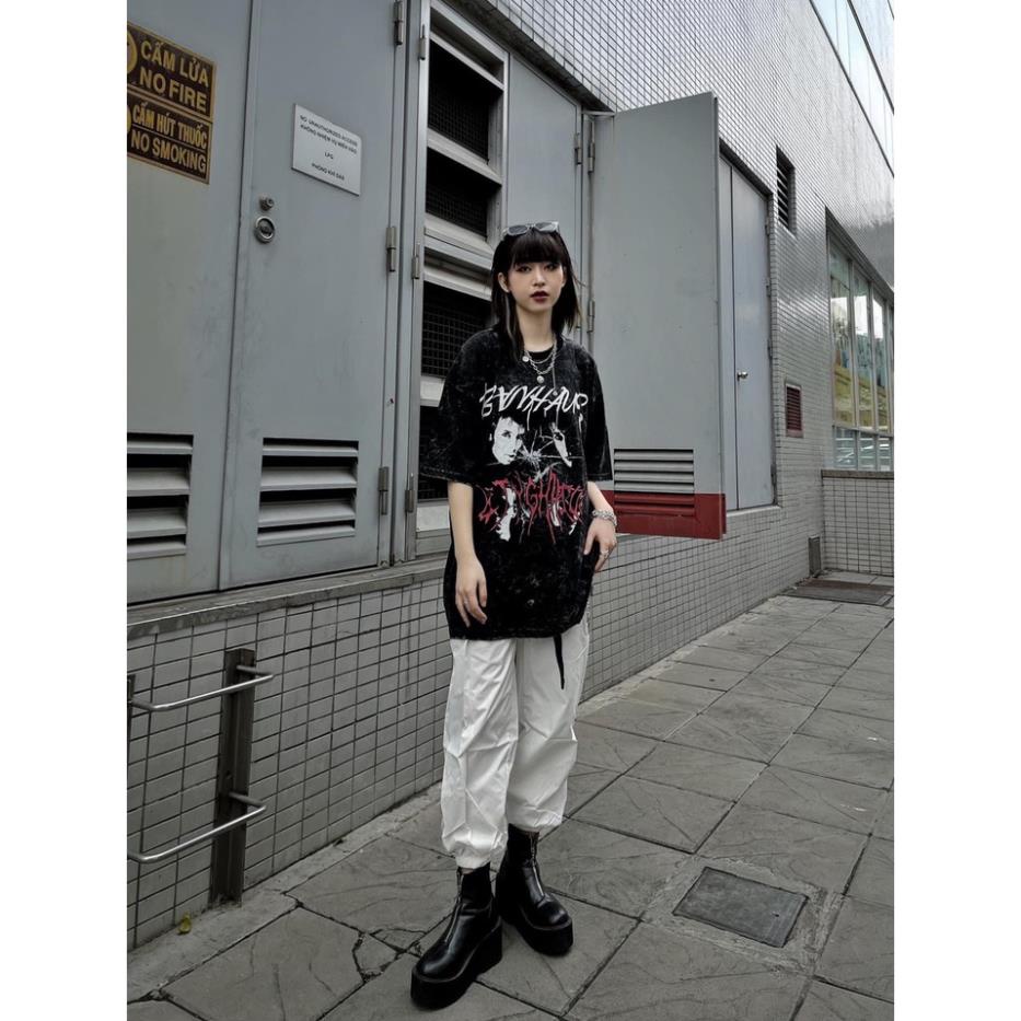 Áo Thun Nam Nữ  Form Rộng Hàn Quốc Loang Chữ Đỏ Thoáng Mát Thiết Kế Thời Trang Kiểu Dáng Năng Động Trẻ Trung