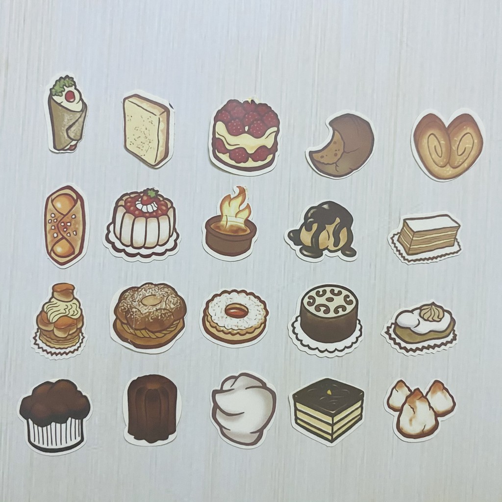 Sticker món ngọt, món tráng miệng dán trang trí laptop, máy tính bỏ túi, vali, điện thoại, đàn gh