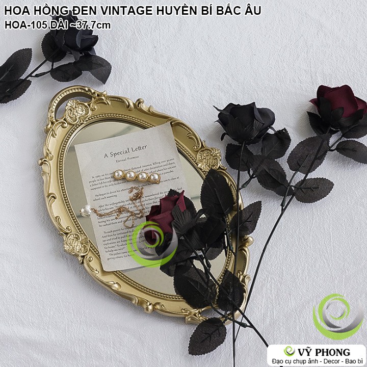 BÔNG HOA HỒNG ĐEN VINTAGE RETRO DARK ROSE PHONG CÁCH BẮC ÂU TRANG TRÍ CHỤP HÌNH ĐẠO CỤ CHỤP ẢNH SẢN PHẨM INS HOA-105