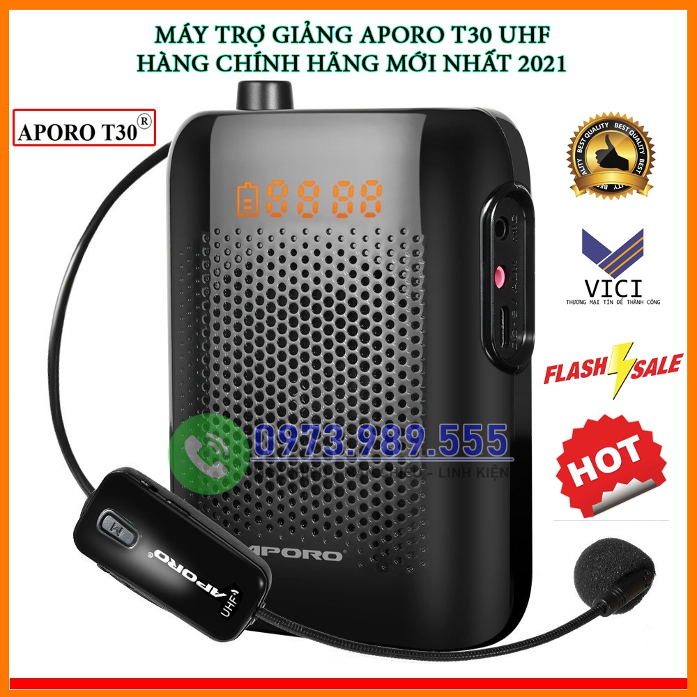 Máy Trợ Giảng APORO T30 Hàng Chính Hãng, Loa To Âm Thanh Rõ Ràng, Pin Sử Dụng Được Lâu