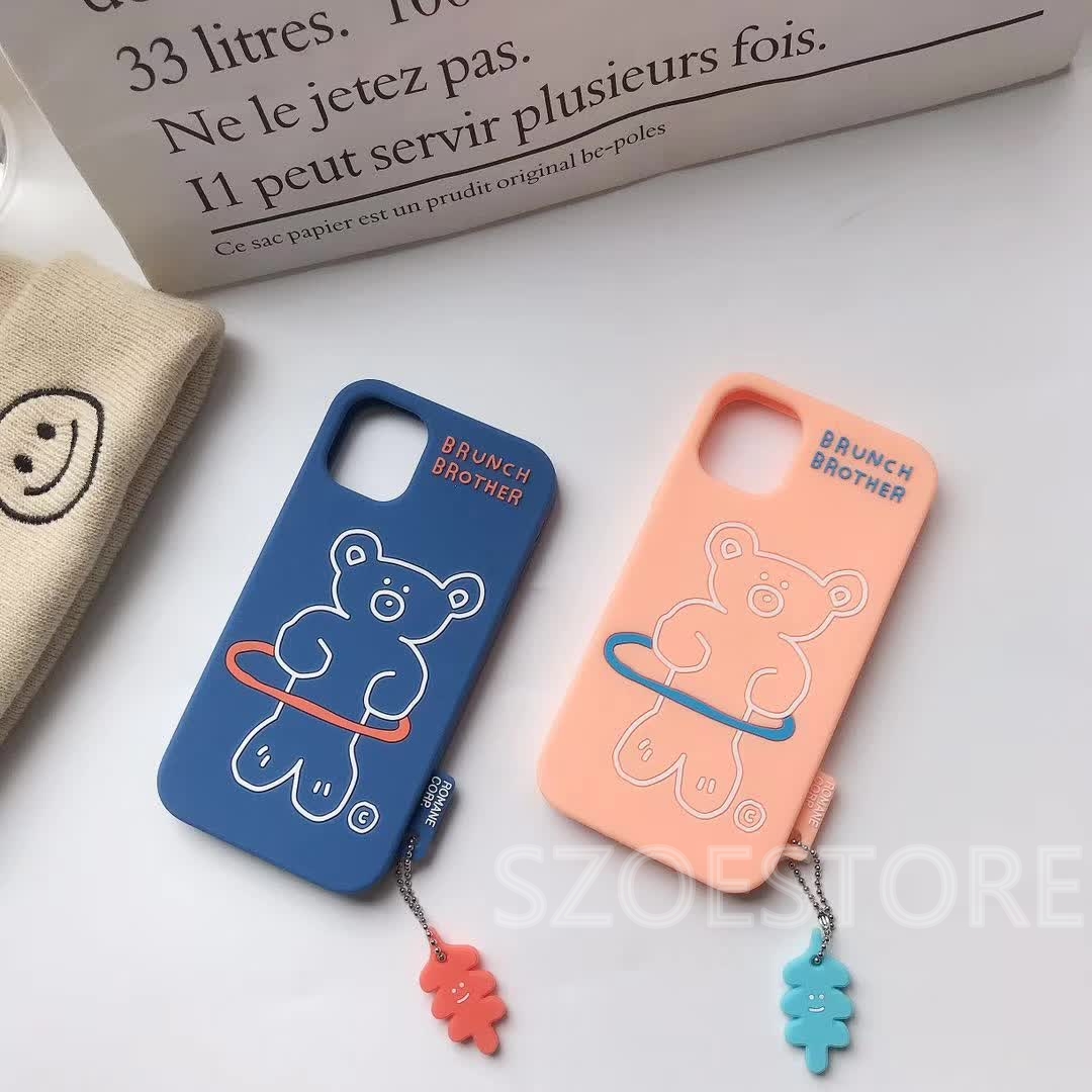 Cartoon Cute Hula Hoop Bear Pendant Soft Silicone Phone Case Cover for Huawei Nova3 Nova3i Nova4 Nova5T Nova7 Nova7SE Nova7i Mate30 Mate30Pro Mate20 Mate20Pro Honor 8X Honor 10 Honor 7X Honor Play Honor 10lite