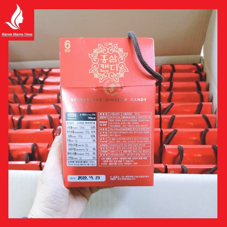 [chính hãng] kẹo hồng sâm Sobaek cao cấp Hàn Quốc dạng hộp giấy 200g date mới nhất