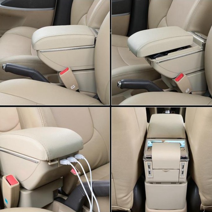 Sản Phẩm Hộp tỳ tay xe hơi, ô tô dành cho xe Mazda 2S tích hợp 7 cổng USB mã DUSB-MDA2S: Màu Đen và Be .