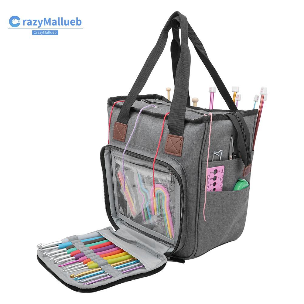 Crazymallueb❤Portable Knitting Storage Bag Crochet Hooks Needles Sewing Supplies Organizer❤New