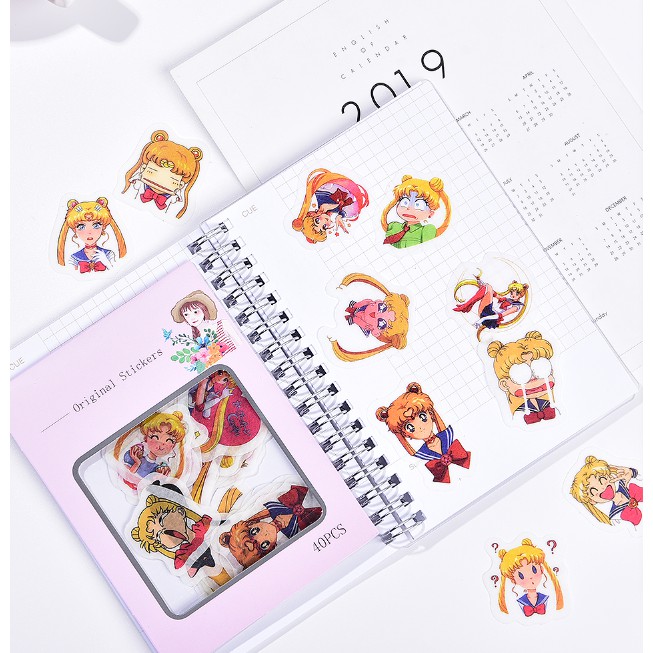 40 pcs/set New Arrival Sailor Moon Non-Repeated Washi Paper Stickers Scrapbooking Stationery Diary Sticker