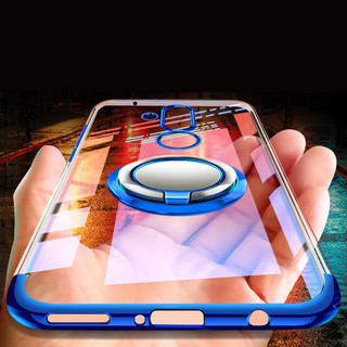 For Huawei Mate 20 Lite Ring Stand Soft Plating Clear Cover