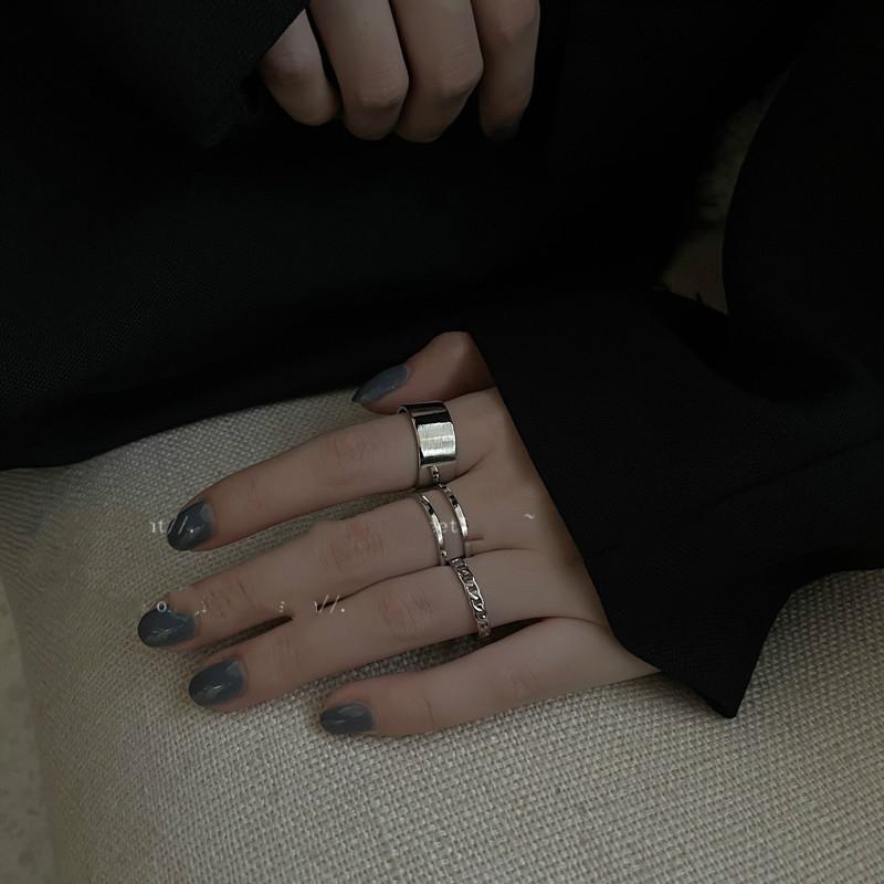 Set Nhẫn Đeo Tay Kim Loại Phong Cách Hip Hop Cho Nữ