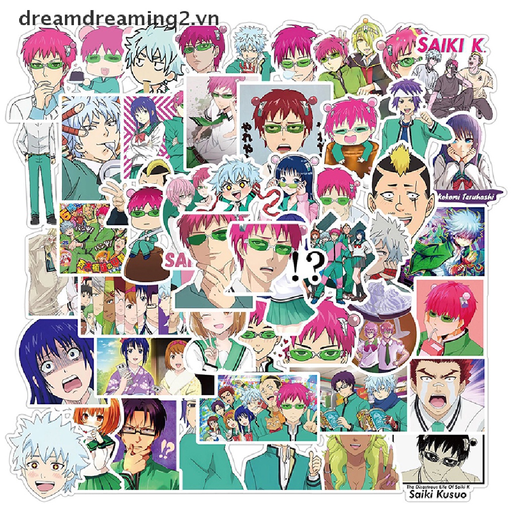 Bộ 50 Miếng Dán Trang Trí laptop Họa Tiết saiki Kusuo no Wrong-nan