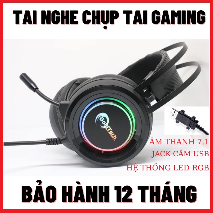 Tai Nghe Gaming Chụp Tai Có Dây Goldtech LD89-Led RGB-Âm Thanh 7.1-Kết Nối Cổng USB Tiện Lợi-Bảo Hành 12 Tháng