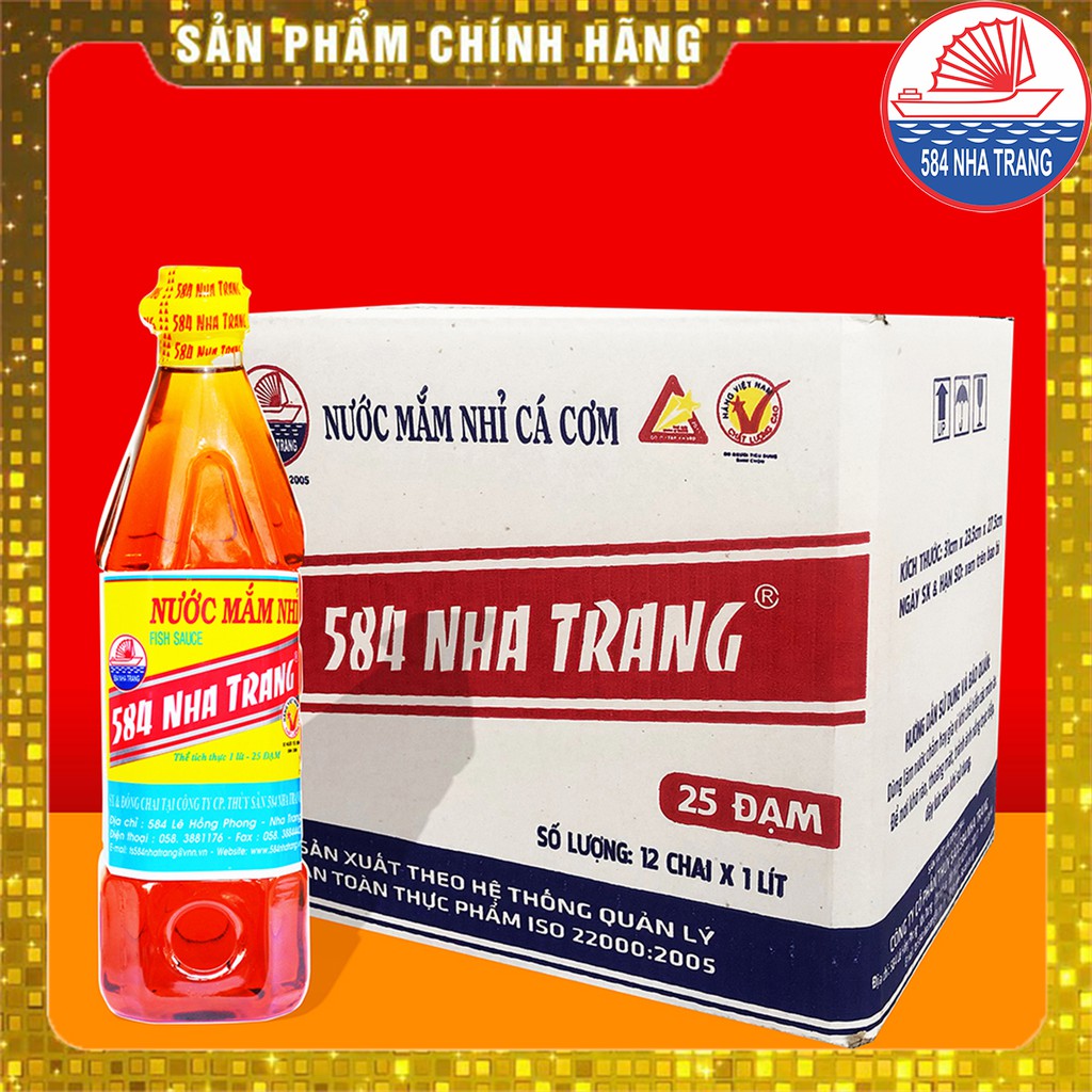 Chai 1 Lít Nước mắm Nhỉ 584 Nha Trang 25 độ đạm, Nước mắm Truyền Thống, Date luôn mới