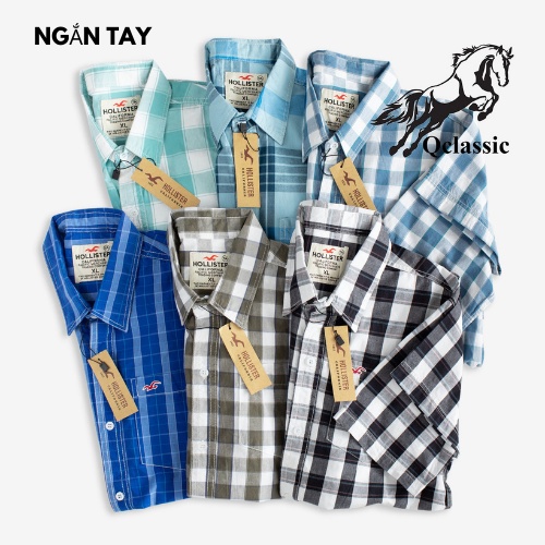 Áo sơ mi nam ngắn tay Qclassic thiết kế thời trang họa tiết caro phối màu cá tính dễ dàng phối đồ kết hợp quần jean, tây