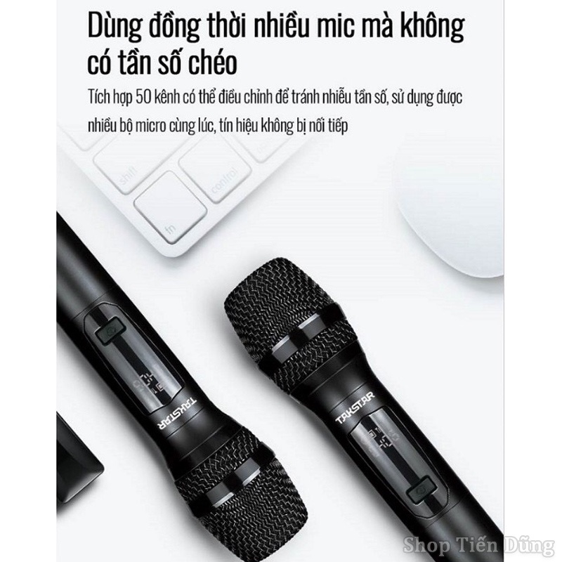 Mic Không Dây Đa Năng Cao Cấp Takstar TS K201 Ưu Điểm Chống Hú Bắt Xa Nhỏ Gọn Tặng Chống Lăn và Pin