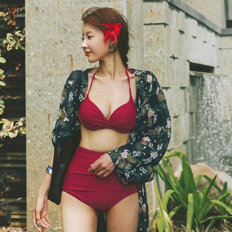 Bộ đồ bơi bikini 2 mảnh kèm áo choàng dành cho bạn gái đi biển mã L79, L80, L81